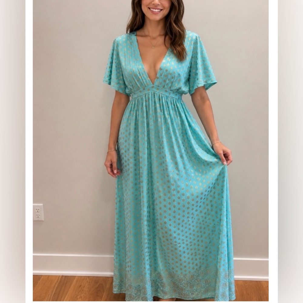 New Cabana Life Flutter Sleeve Maxi Dress M